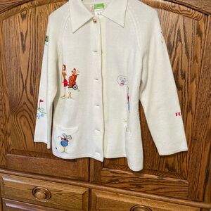 Elegant Cream Cardigan with Embroidered Details